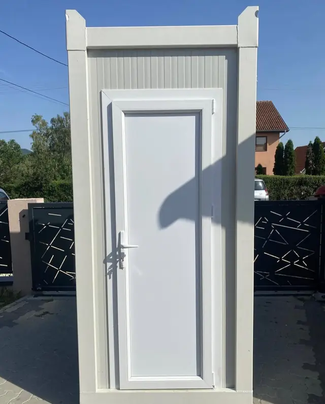 White single walk-in luxury restroom cabin