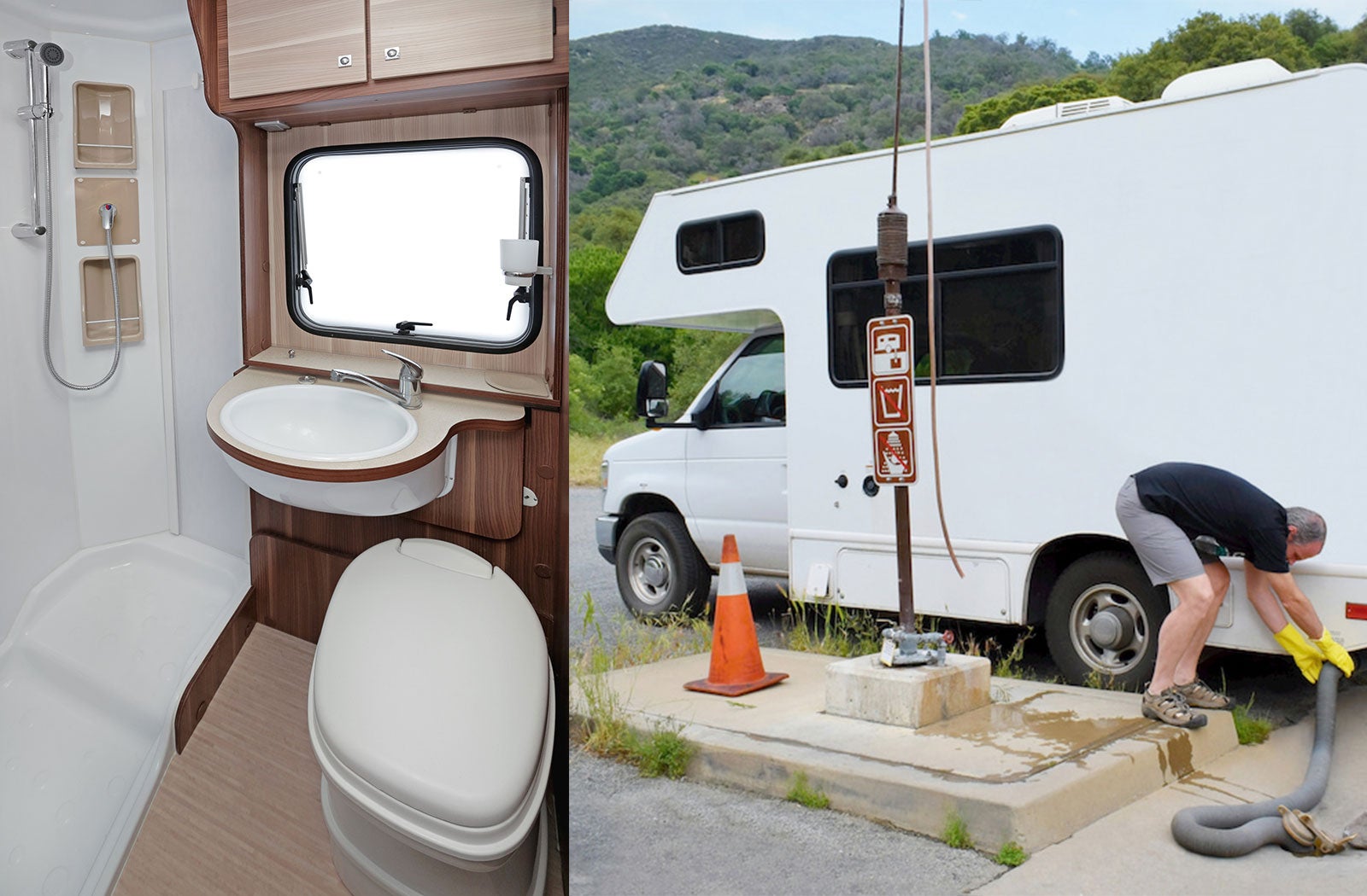 Portable RV/camper toilet and holding tank setup in Cincinnati, Ohio